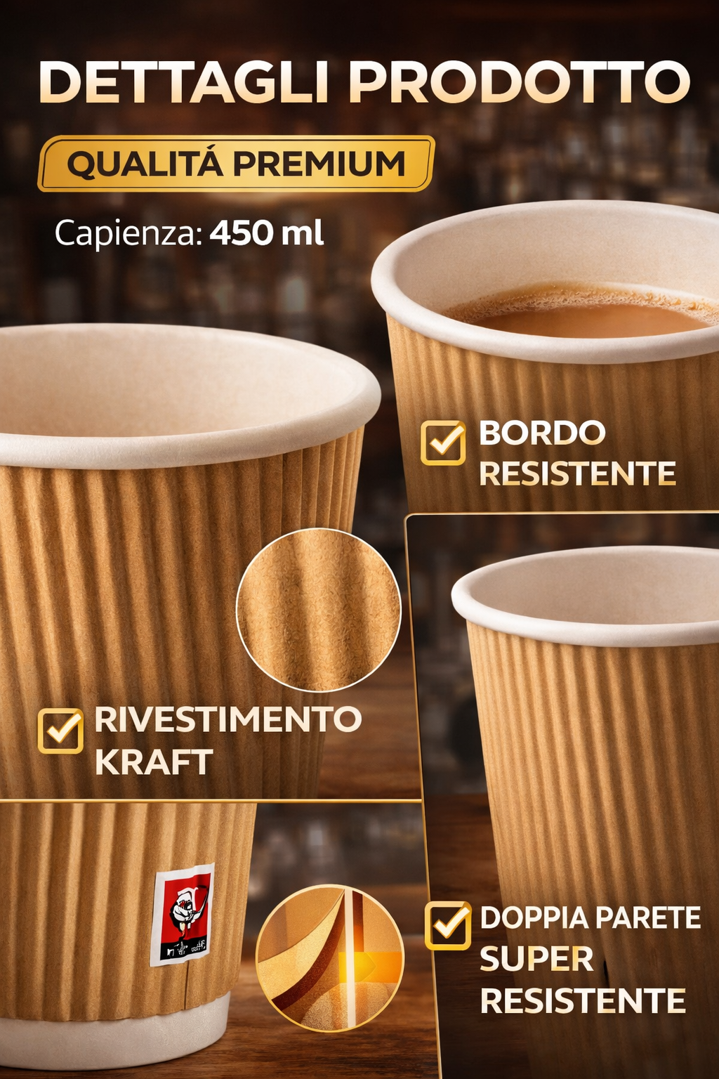 250 Bicchieri Double Wall 450ml - Super Resistenti per Cocktail