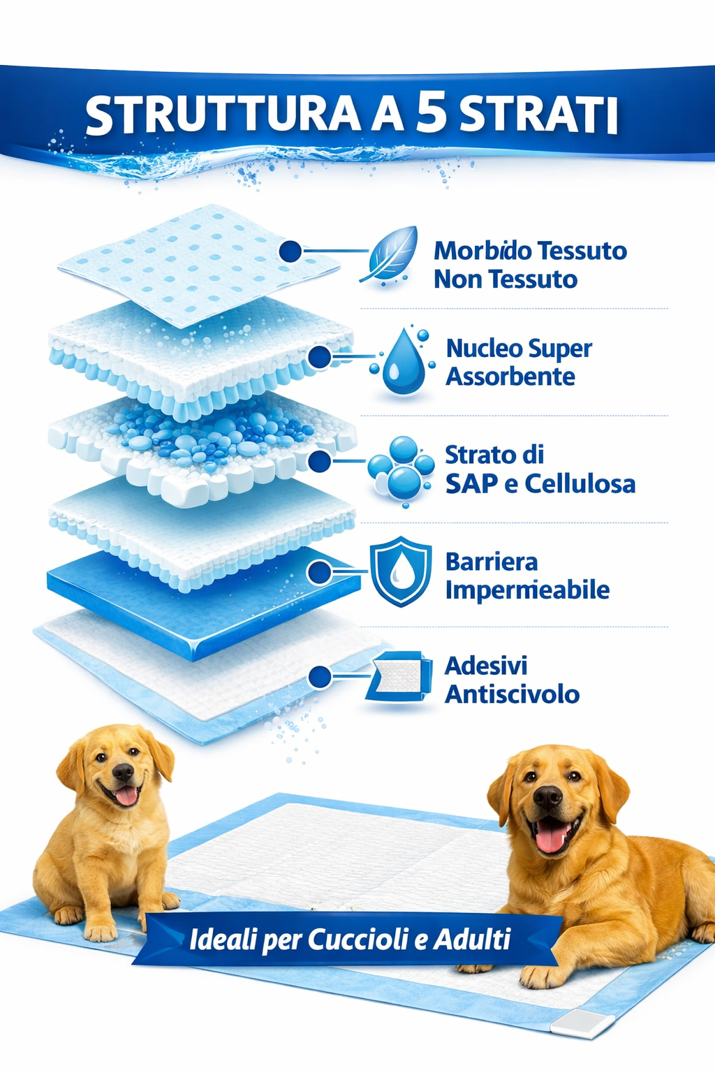 120 Tappetini Igienici Assorbente per Cani 60x90 cm