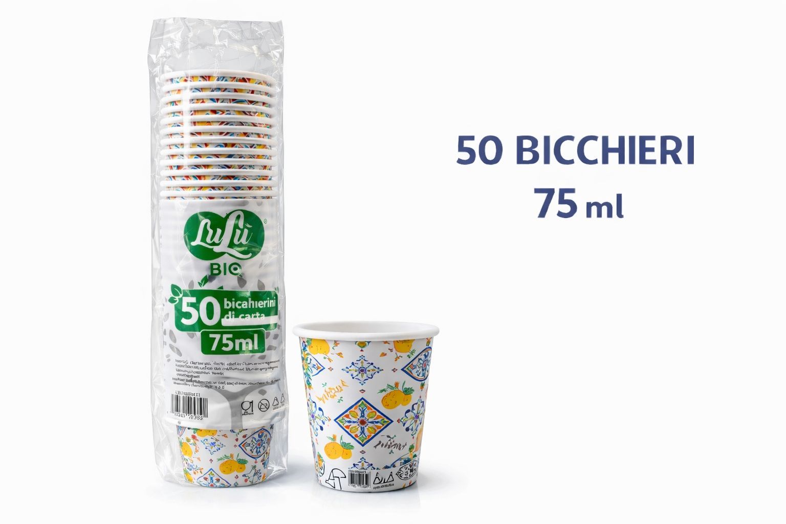 2000 Bicchierini Caffè 75ml Stile Amalfitano con Limoni