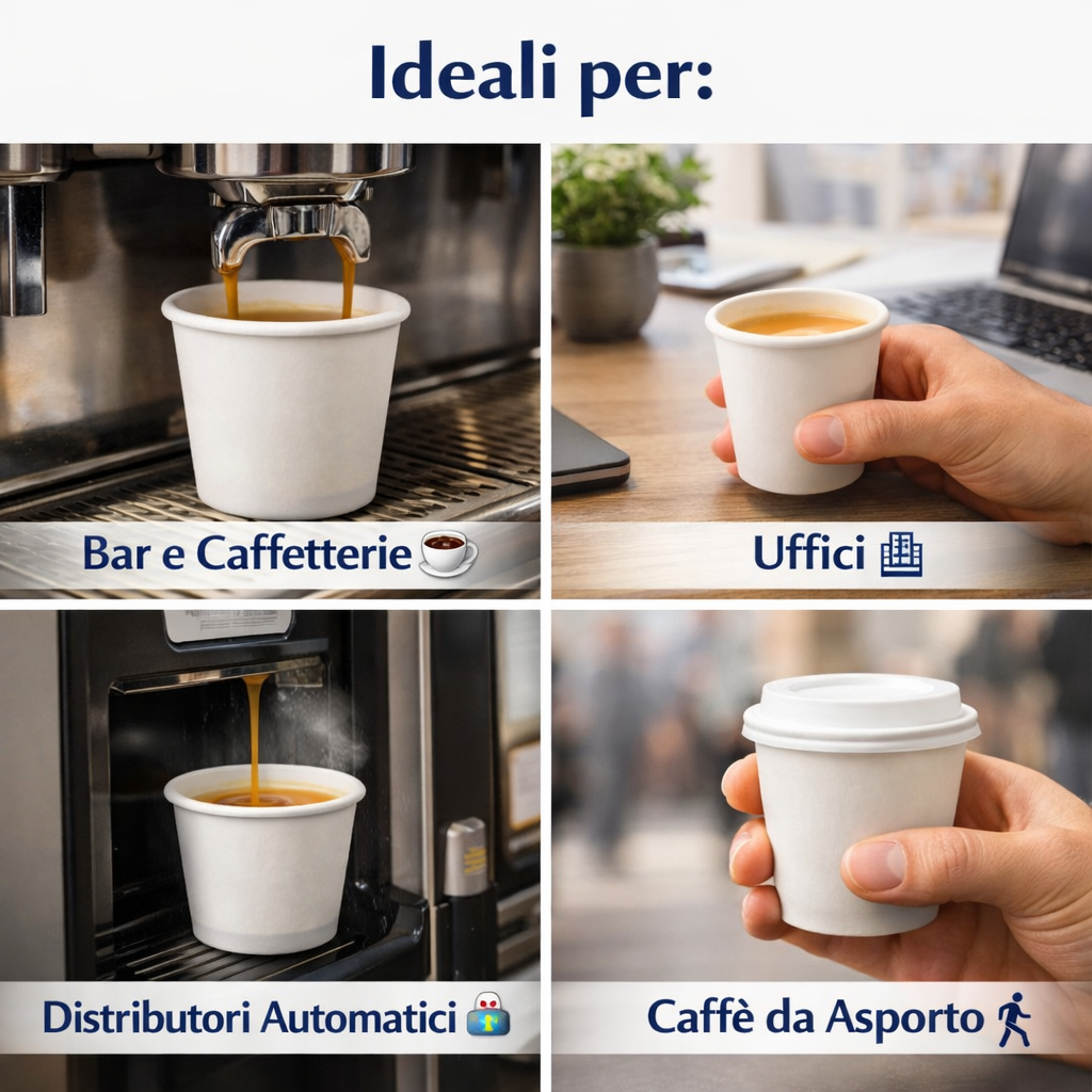 2400 Bicchierini Carta Bianco 75ml per Caffè - Ideali per Bar e Asporto