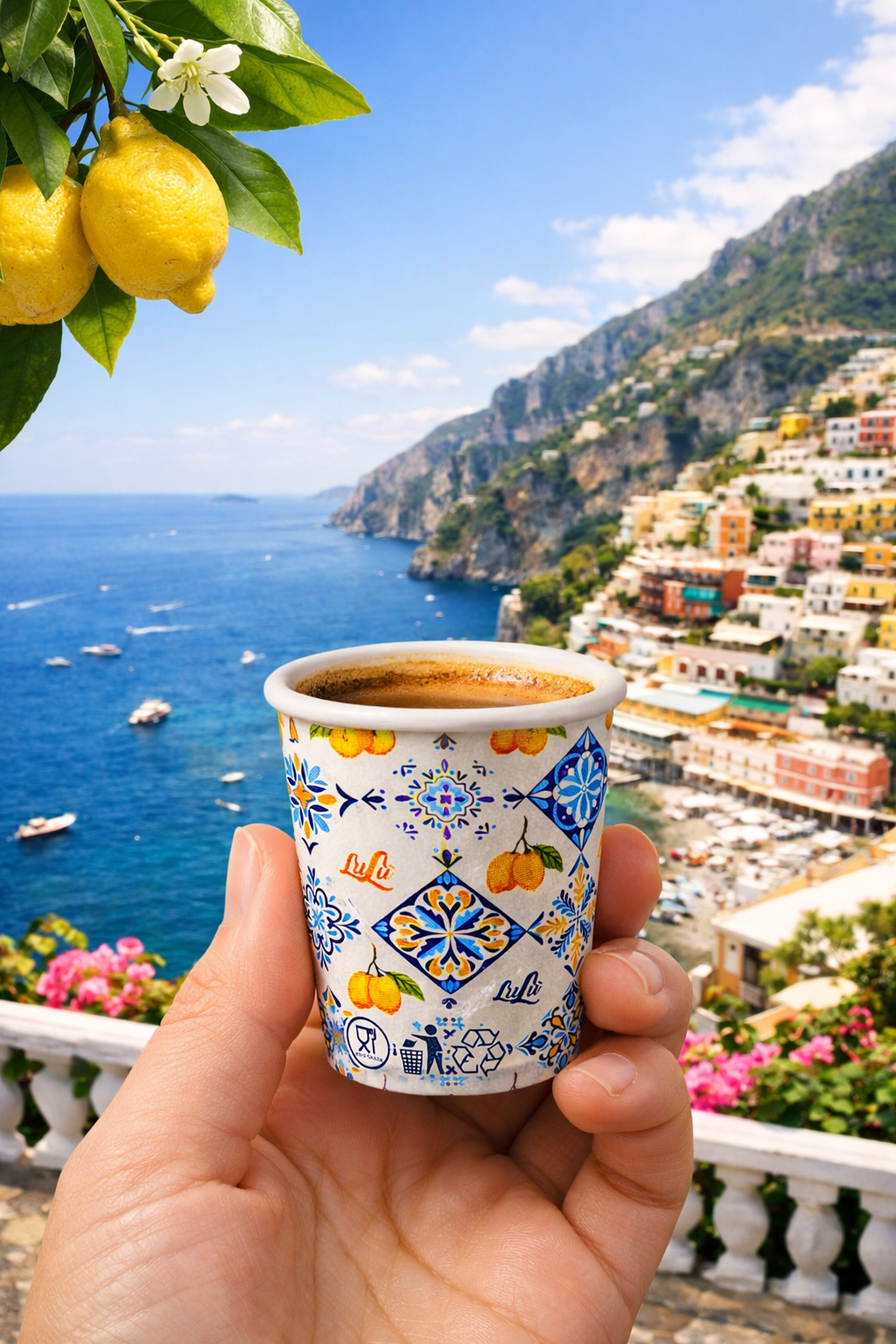 2000 Bicchierini Caffè 75ml Stile Amalfitano con Limoni