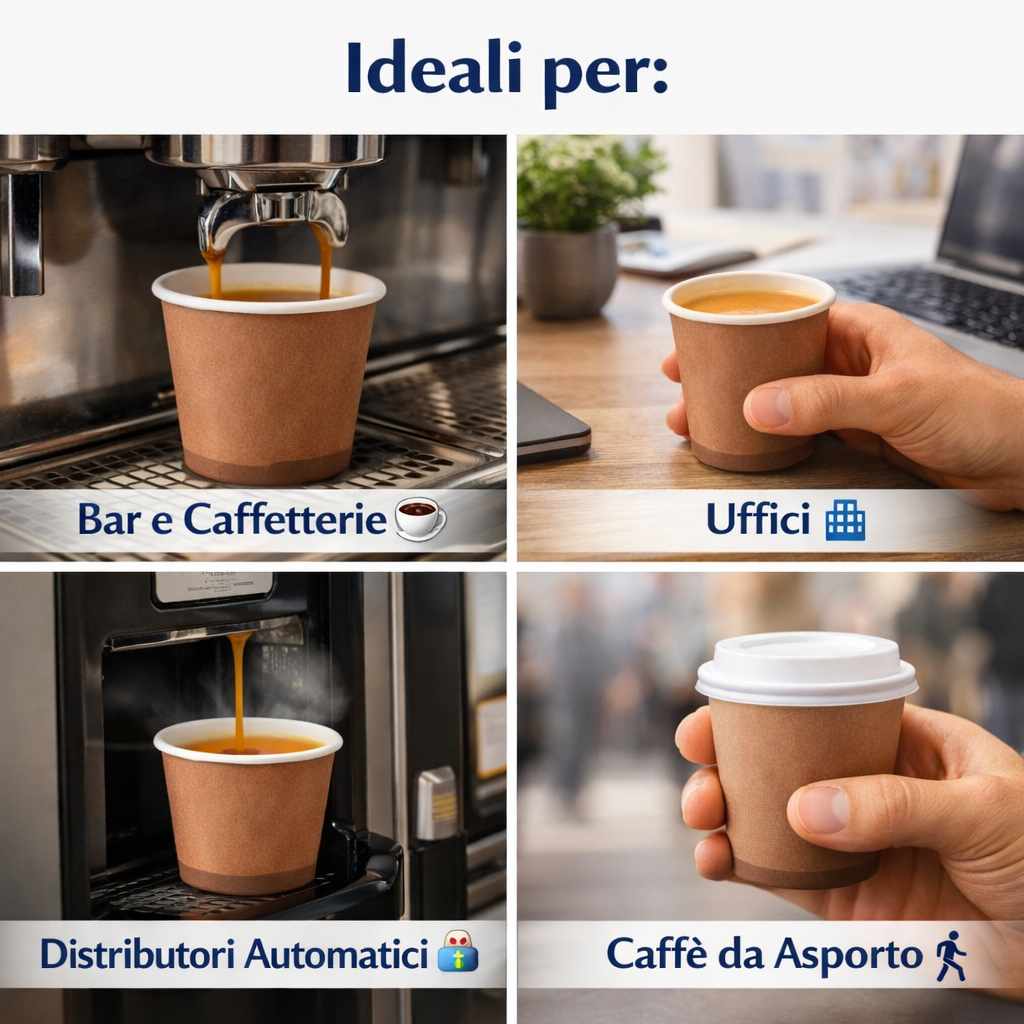 2000 Bicchierini Carta Avana 75ml Classico - Ideali per Bar e Distributori