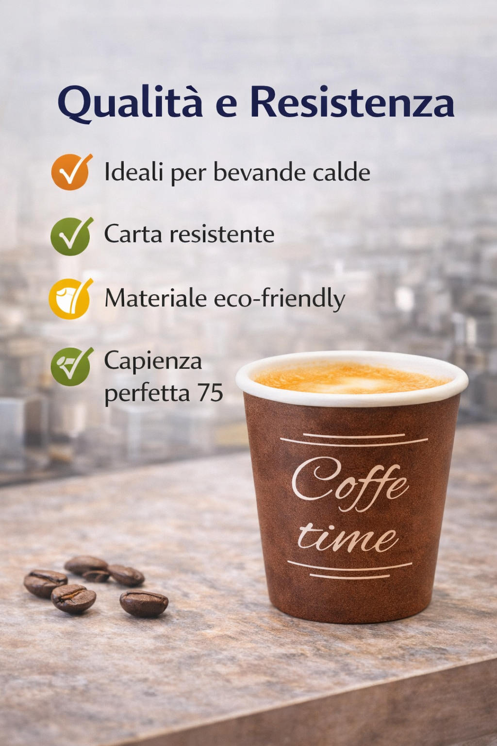 2400 Bicchierini Carta Marrone 75ml "Coffee Time" - Ideali per Bar e Caffetterie
