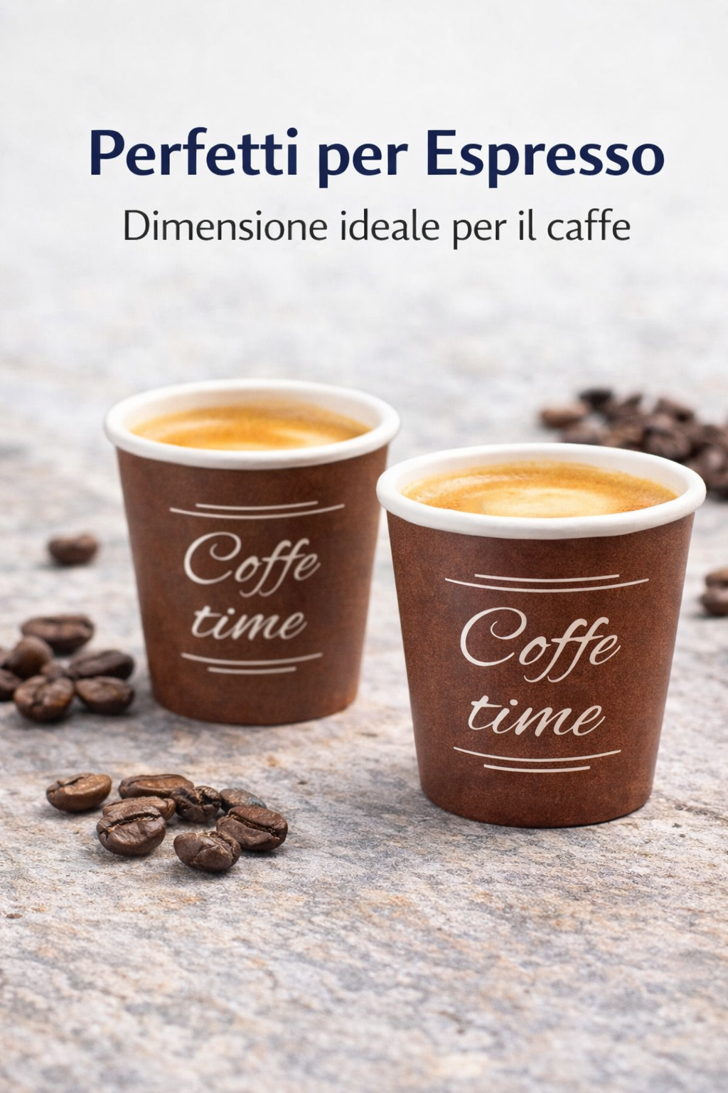 2400 Bicchierini Carta Marrone 75ml "Coffee Time" - Ideali per Bar e Caffetterie