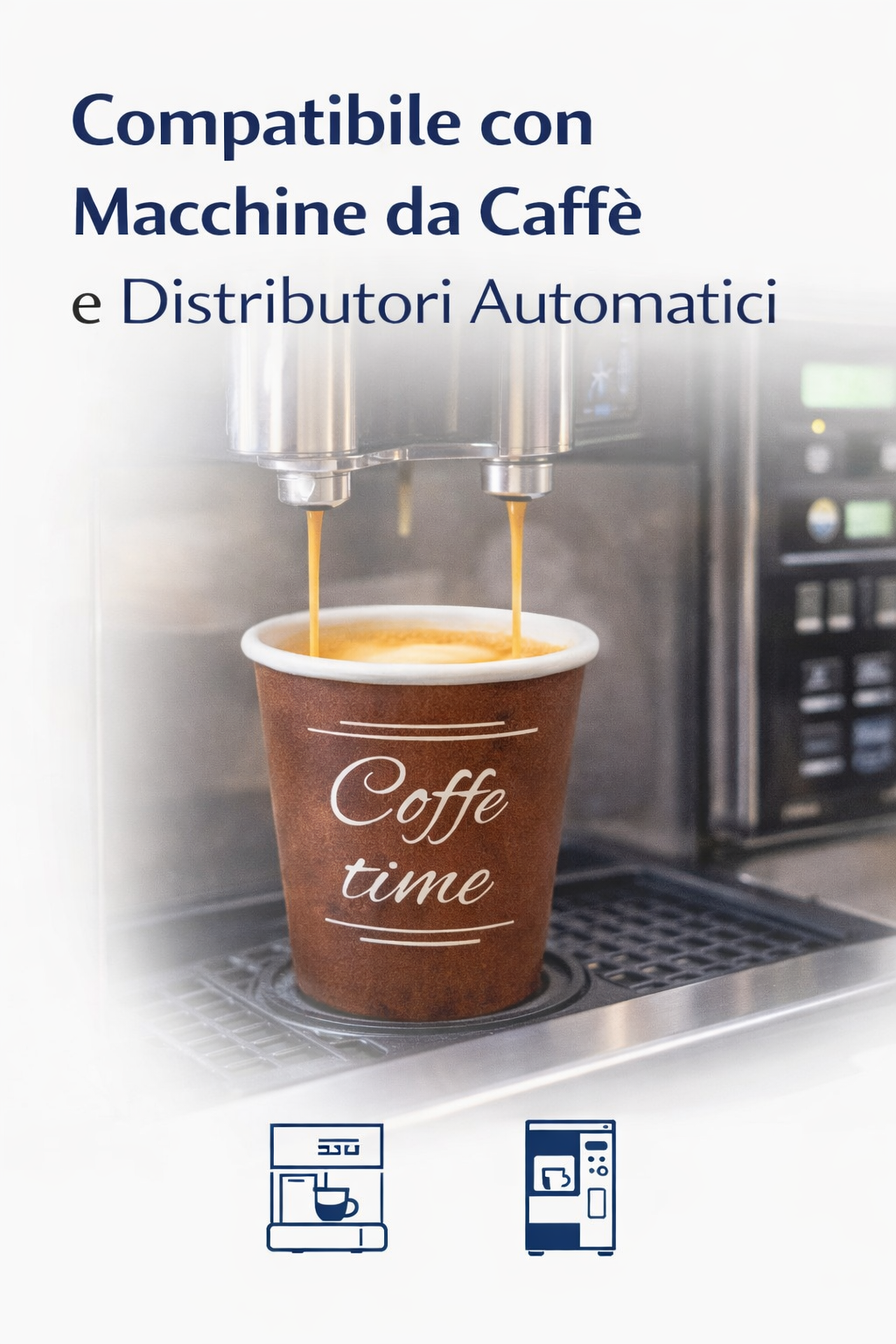 2400 Bicchierini Carta Marrone 75ml "Coffee Time" - Ideali per Bar e Caffetterie