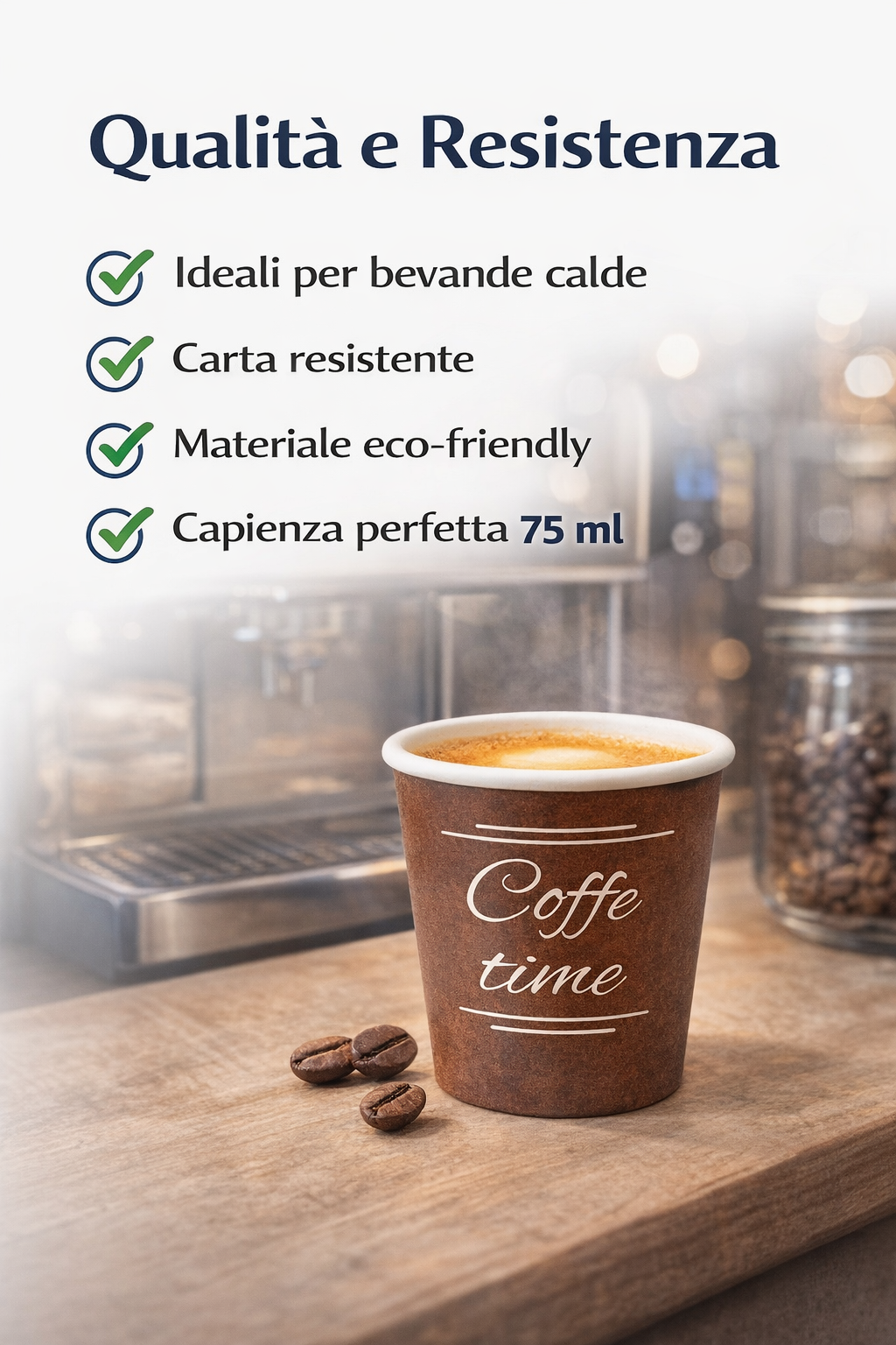2400 Bicchierini Carta Marrone 75ml "Coffee Time" - Ideali per Bar e Caffetterie