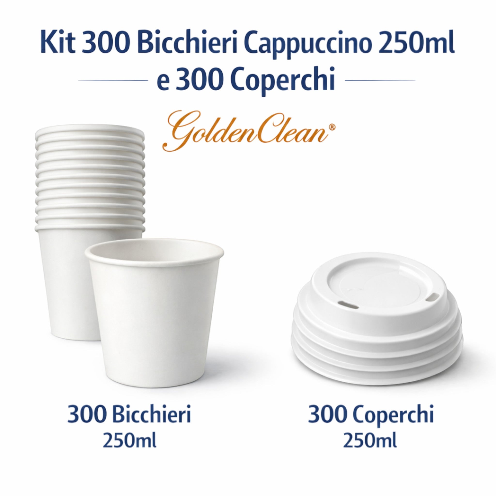 Kit 300 Bicchieri Cappuccino 250ml + 300 Coperchi Immagine principale del prodotto