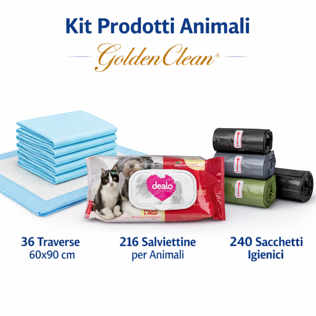 Kit Prodotti Animali - 36 Traverse + 216 Salviettine + 240 Sacchetti