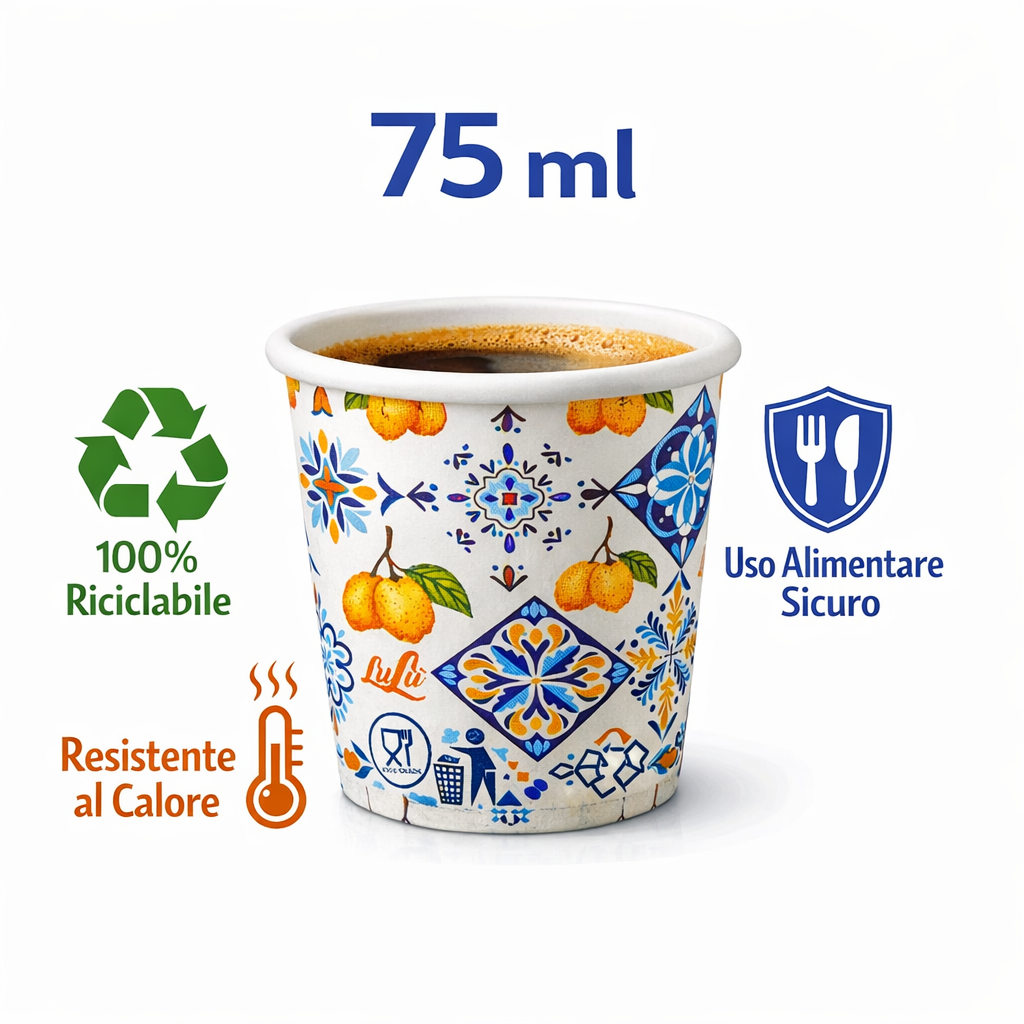 2000 Bicchierini Caffè 75ml Stile Amalfitano con Limoni