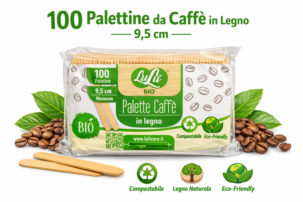 2500 Palettine da Caffè in Legno 9,5 cm