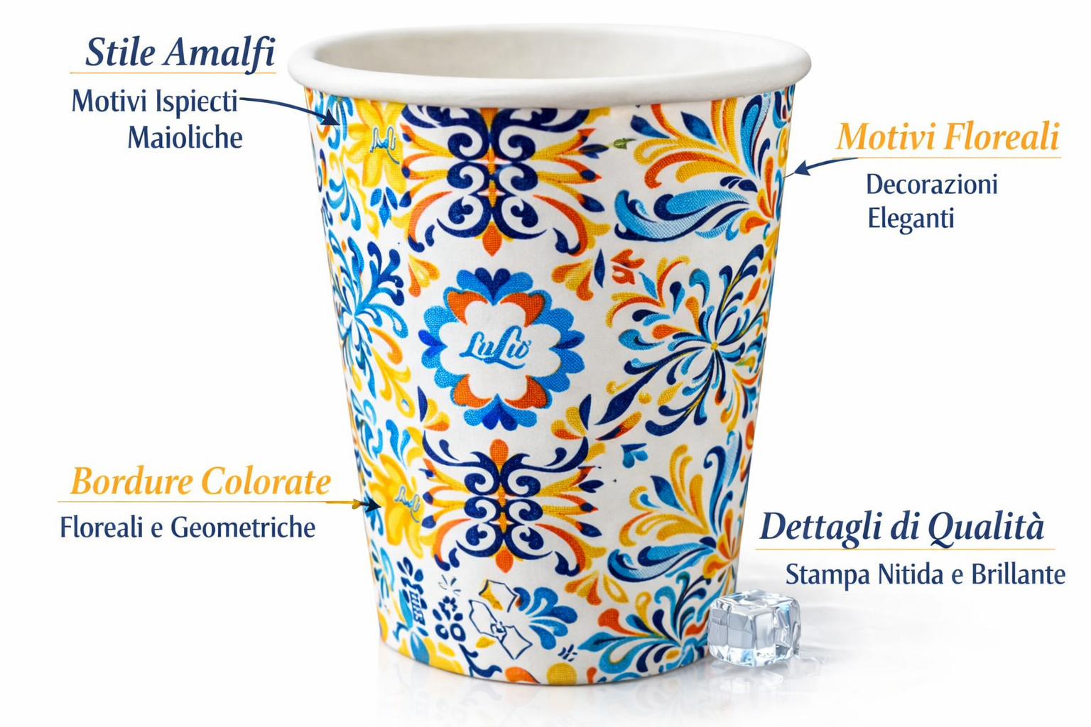 1500 Bicchieri Carta Bio 210 ml Stile Amalfitano