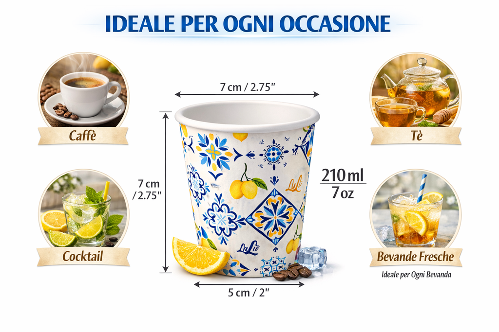 1500 Bicchieri Carta 210ml Stile Amalfitano