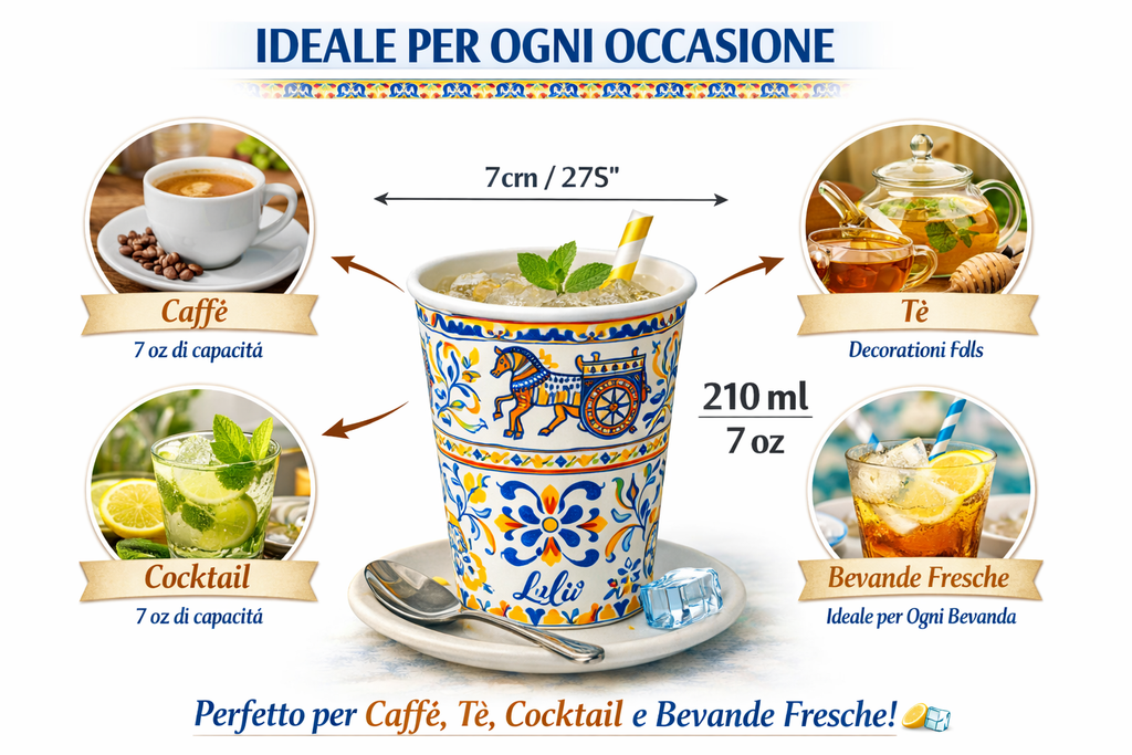 1500 Bicchieri Carta Bio 210 ml Stile Amalfitano