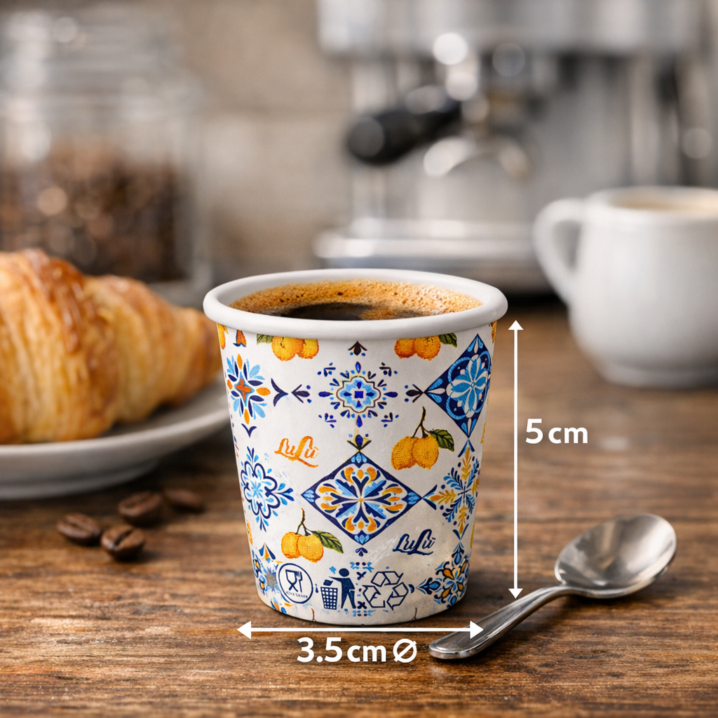 2000 Bicchierini Caffè 75ml Stile Amalfitano con Limoni