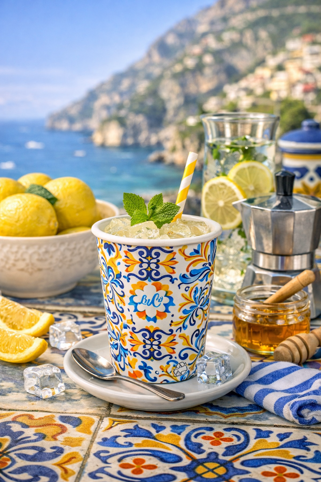 1500 Bicchieri Carta Bio 210 ml Stile Amalfitano