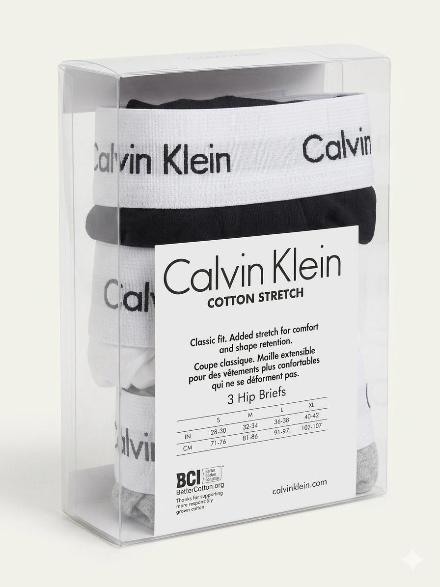 Calvin Klein Cotton Stretch 3 Hip Briefs