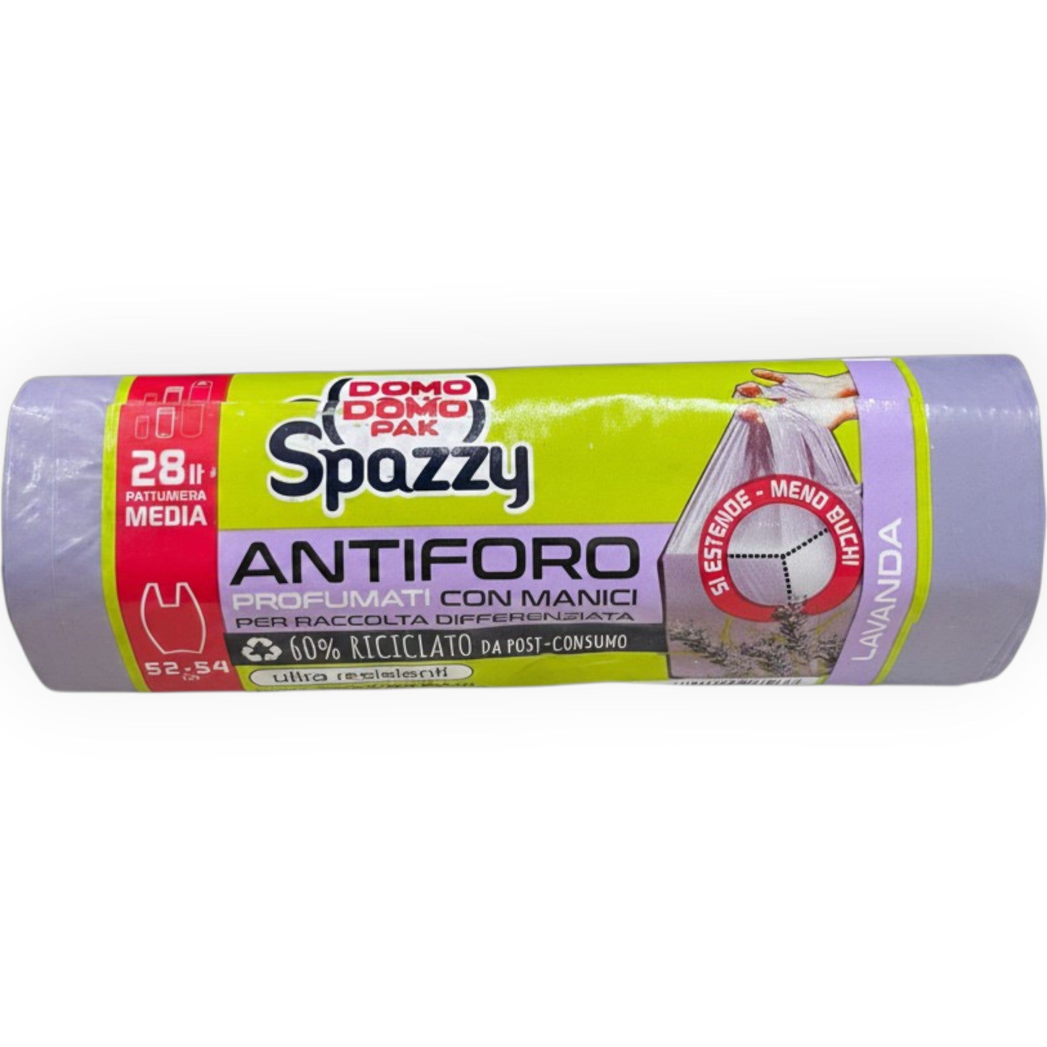 Domo Domo Pak Spazzy - Sacchetti Antiforo Profumati con Manici Lavanda 28L - 52/54 pezzi Immagine principale del prodotto