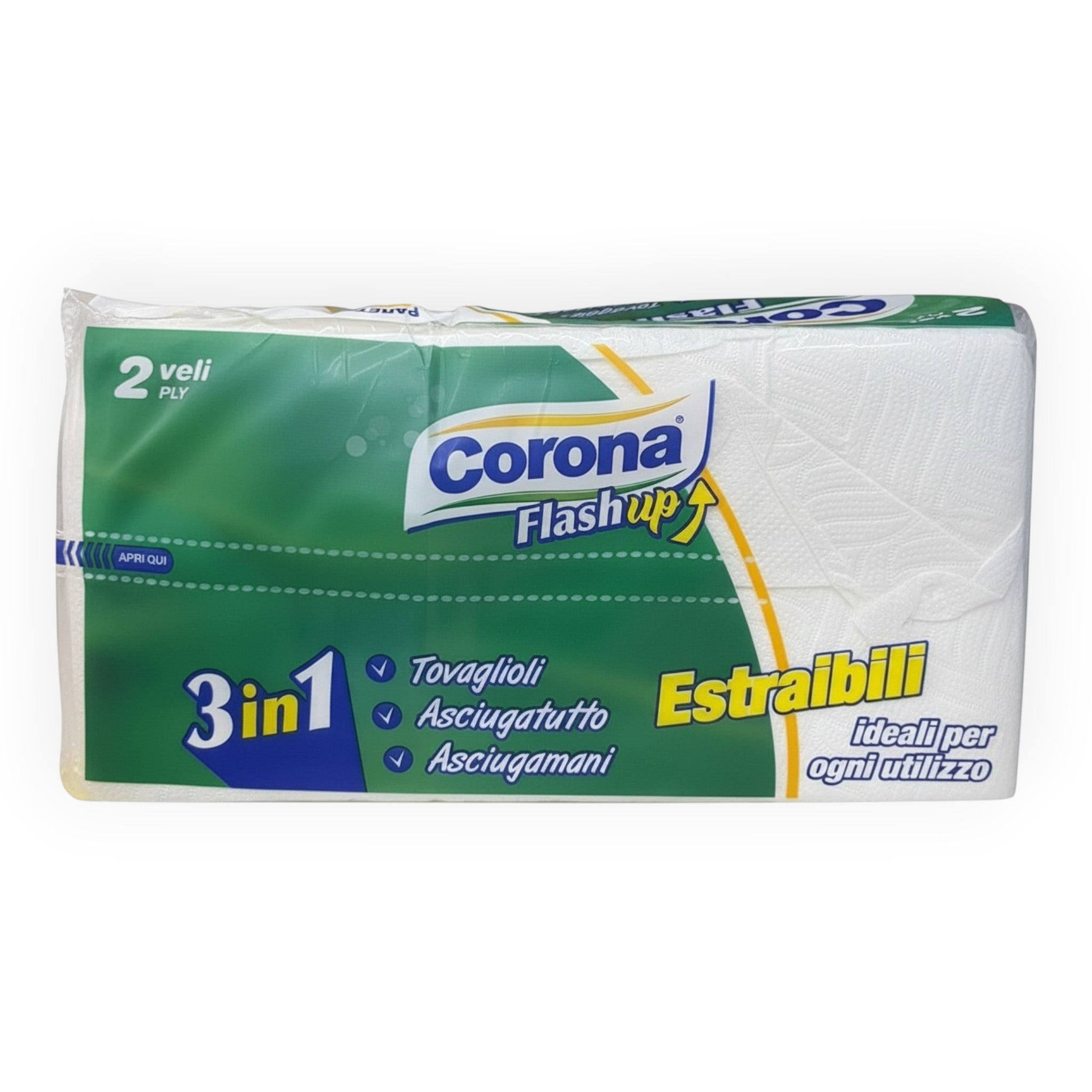Corona Flash Up - Tovaglioli Estraibili 3 in 1 - Tovaglioli, Asciugatutto, Asciugamani 2 Veli