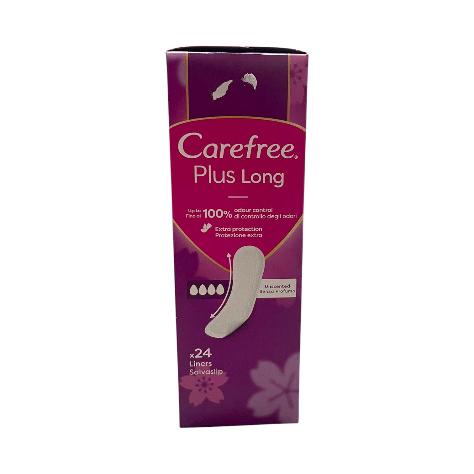 Carefree Plus Long Salvaslip Senza Profumo 100% Odour Control 24 pezzi