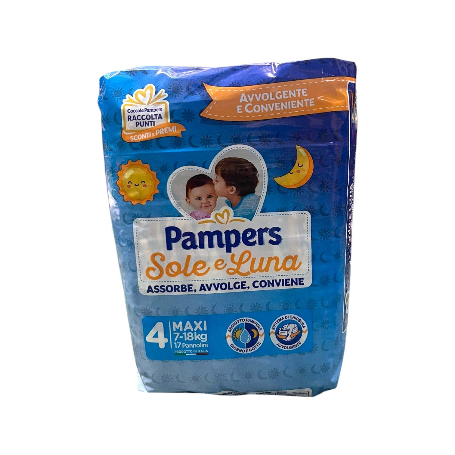 Pampers Sole e Luna Taglia 4 Maxi 7-18kg 17 Pannolini