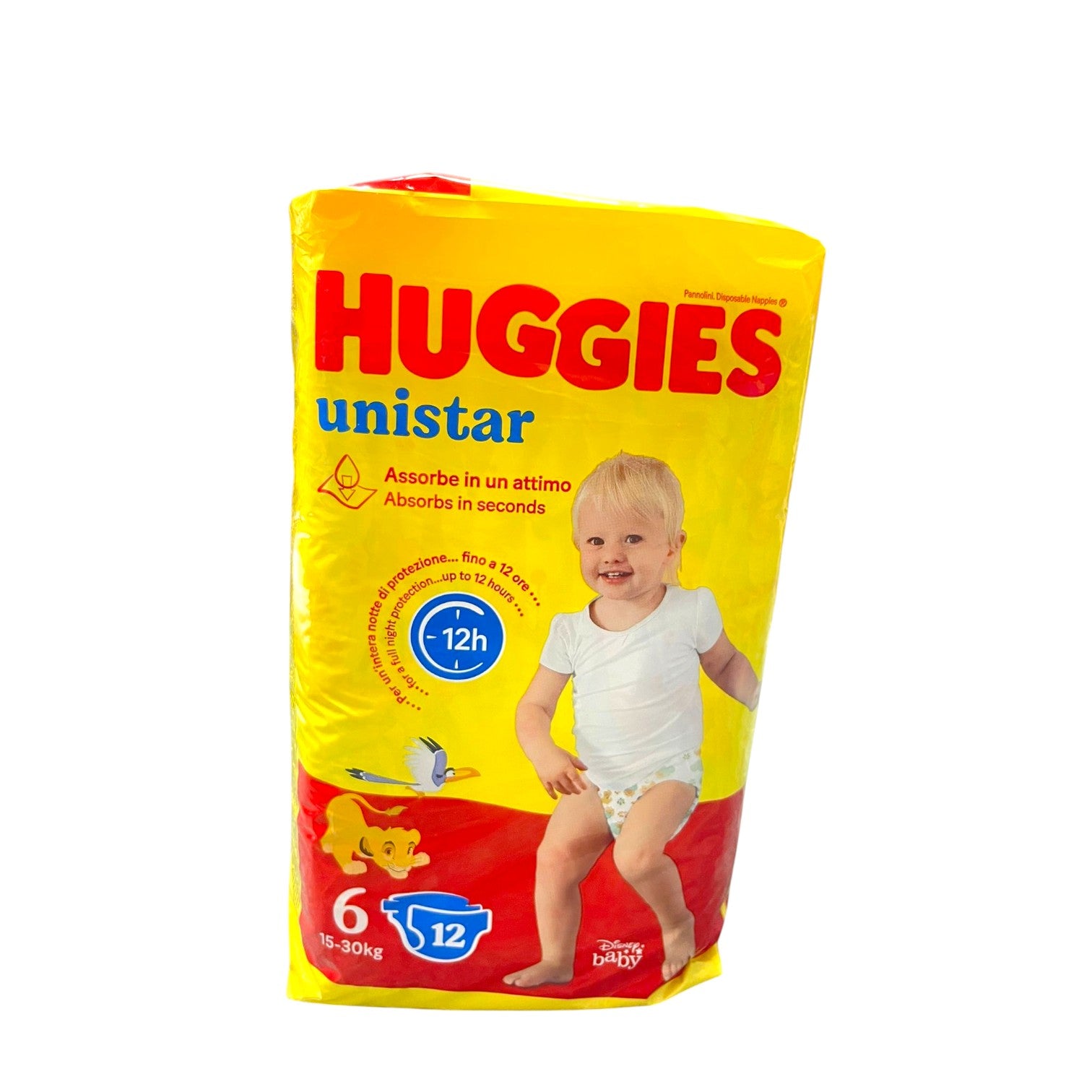 Huggies Unistar Taglia 6 15-30kg 12 Pannolini - Assorbe in un Attimo 12h Immagine principale del prodotto