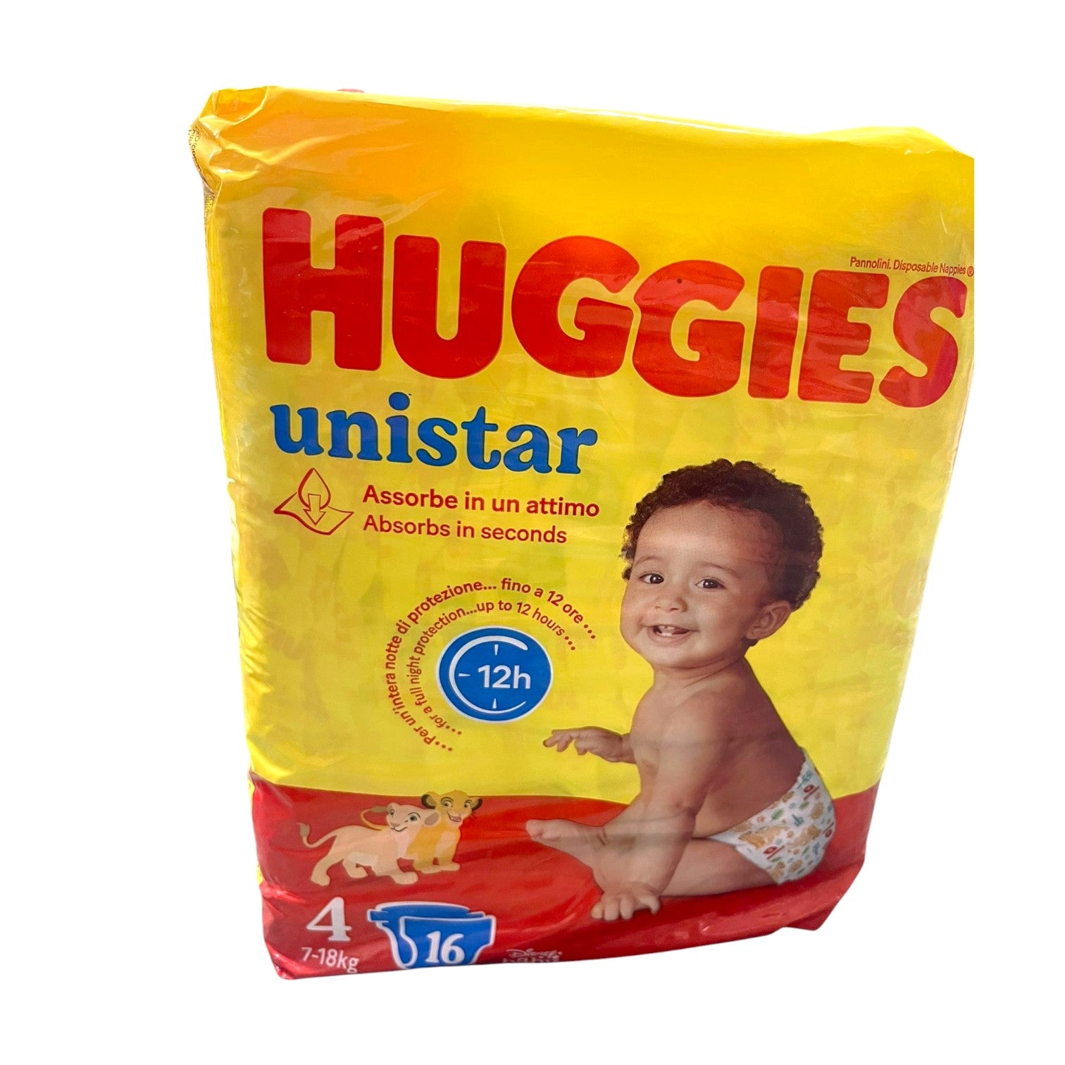 Huggies Unistar Taglia 4 7-18kg 16 Pannolini - Assorbe in un Attimo 12h Immagine principale del prodotto