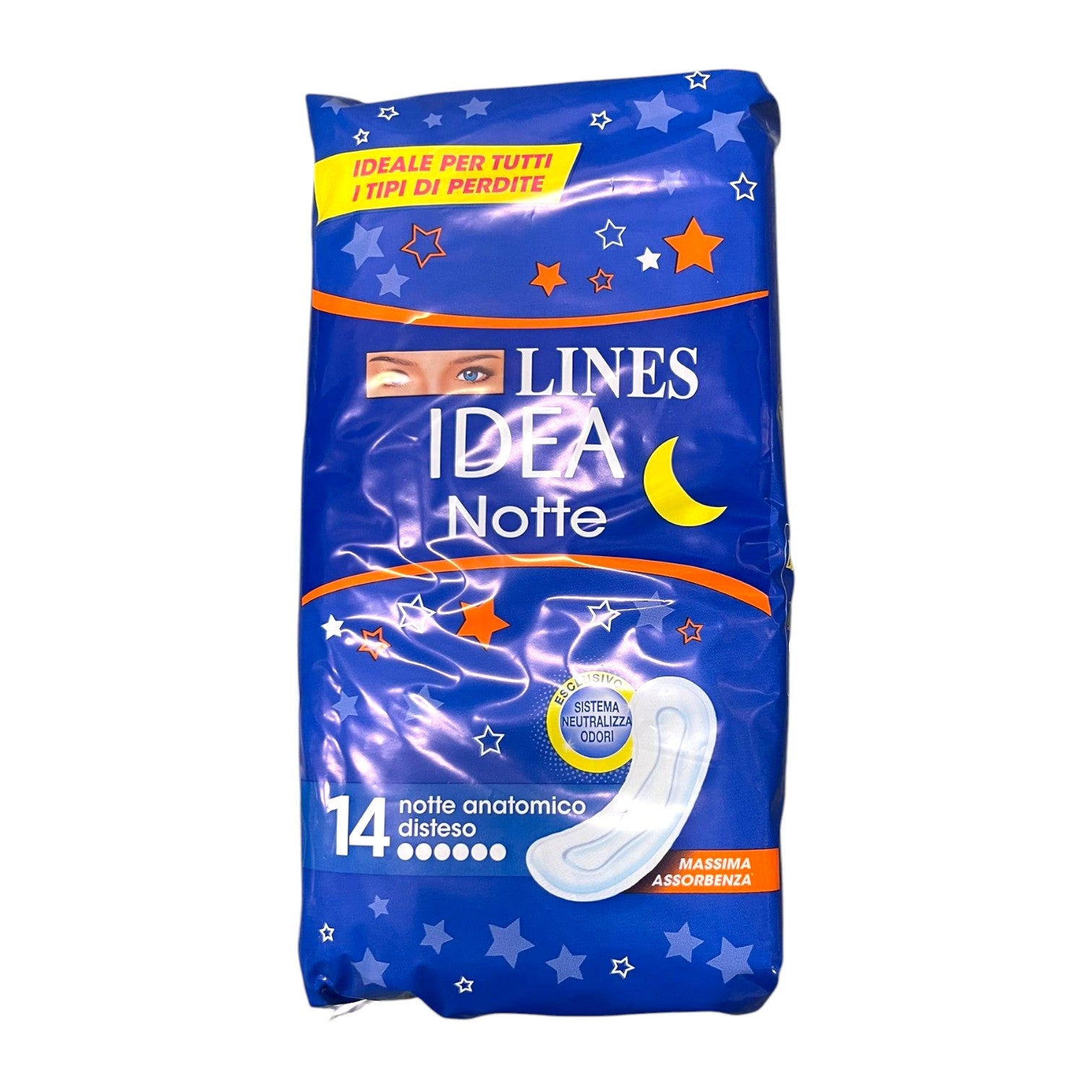 Lines Idea Notte Anatomico Disteso 14 pezzi - Massima Assorbenza Sistema Neutralizza Odori Immagine principale del prodotto
