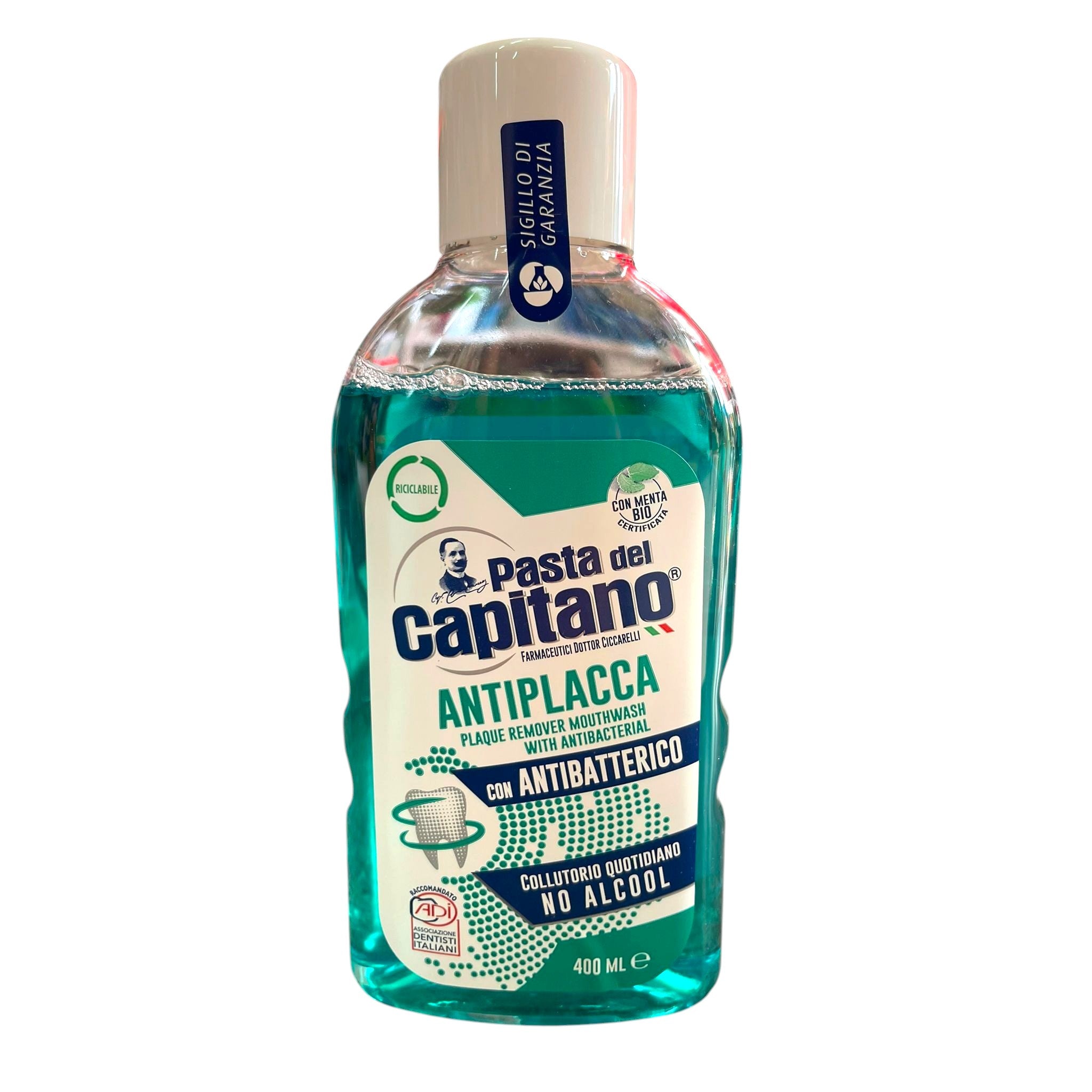 Pasta del Capitano Collutorio Antiplacca con Antibatterico No Alcool 400ml Immagine principale del prodotto