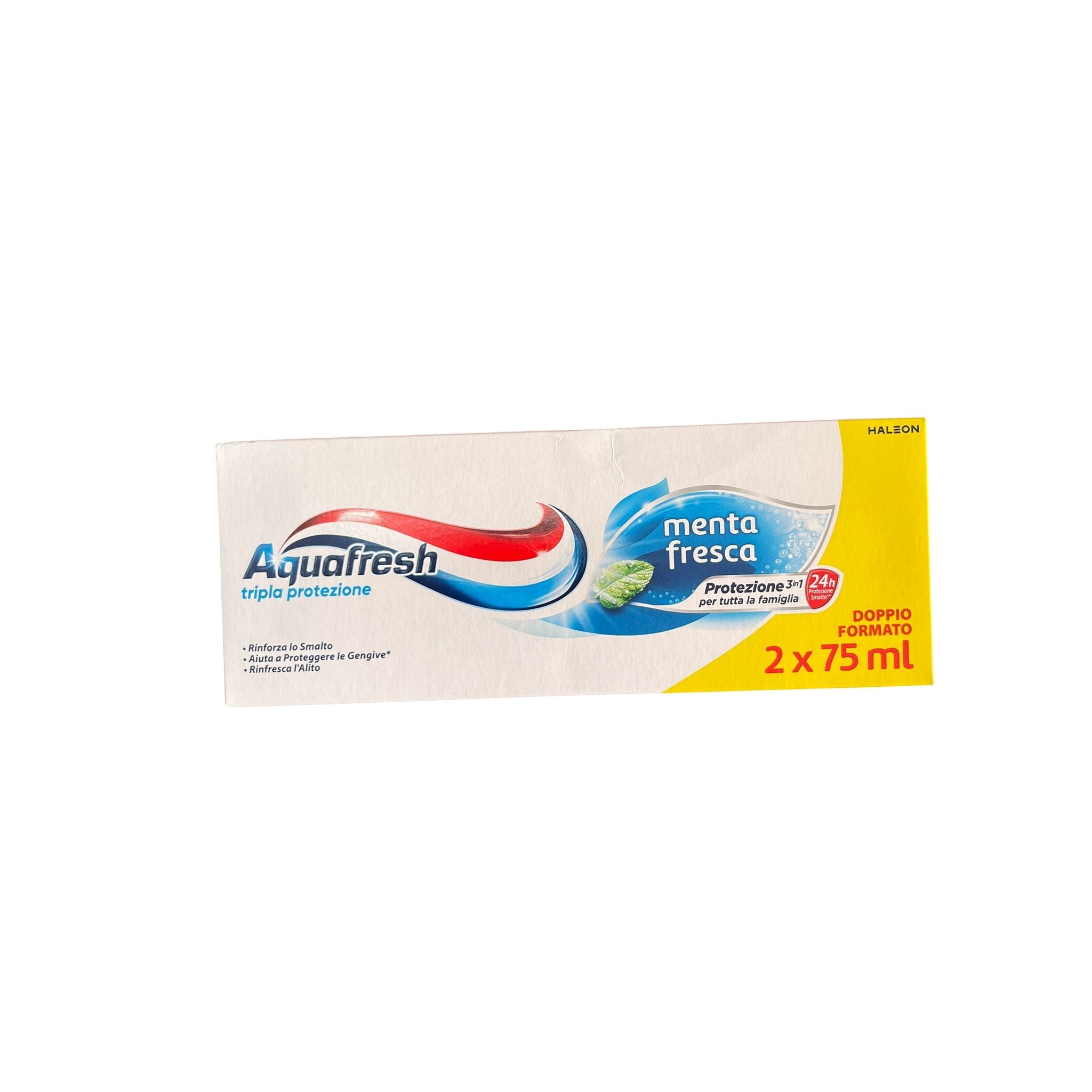 Aquafresh Tripla Protezione Menta Fresca Dentifricio Doppio Formato 2x75ml - Protezione 3in1 24H