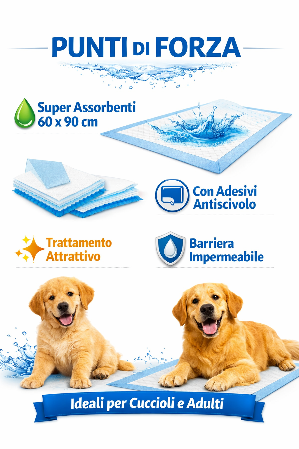 120 Tappetini Igienici Assorbente per Cani 60x90 cm