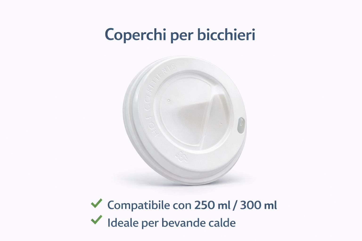 1000 Coperchi per Bicchieri 250/300ml - Universali con Foro - Cartone 1000 Pezzi