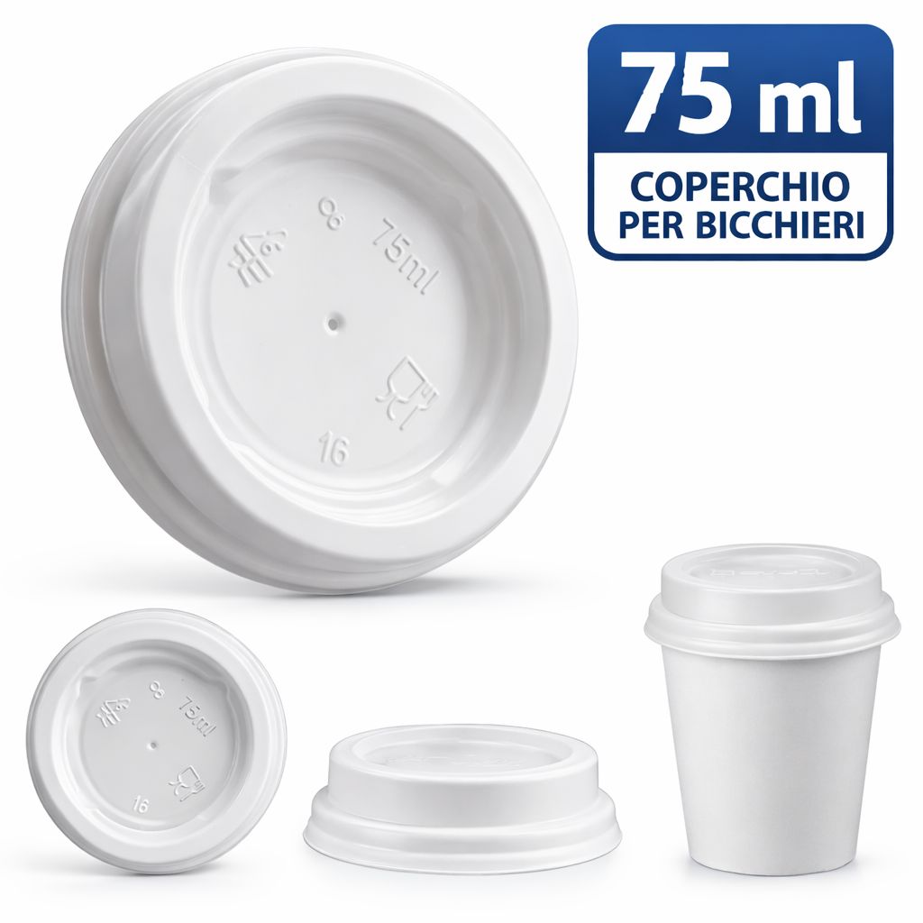 2400 Coperchi per Bicchieri 75ml - Chiusura Sicura Anti-Goccia